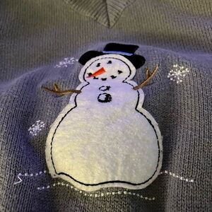 Cherokee Gray V-Neck Sweater Vest with Snowman Design
